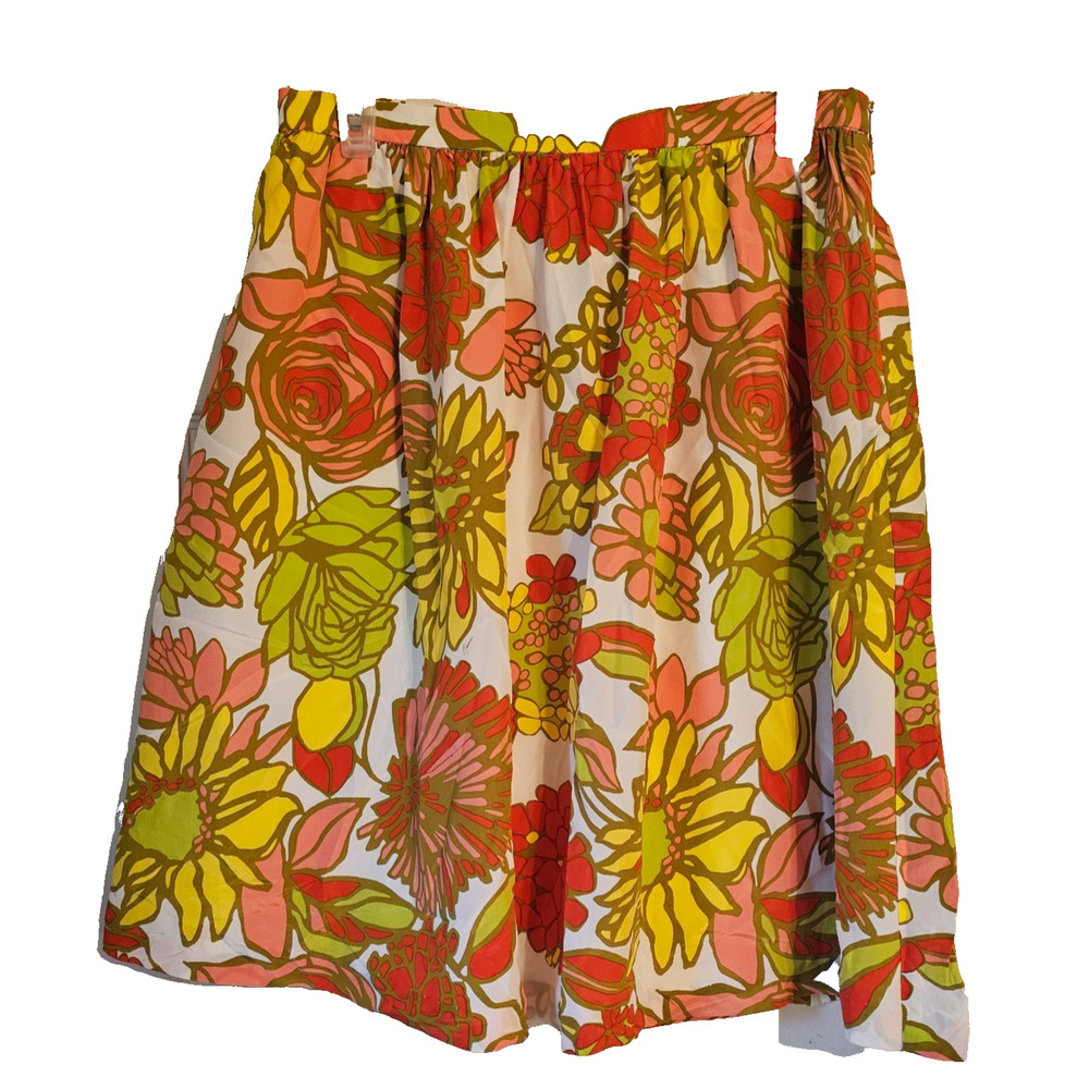 Trina Turk Silk Skirt Womens 4 Floral A Line Multicolor Lined Designer